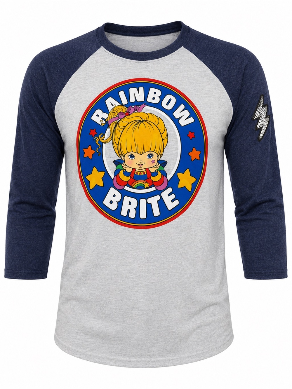 Rainbow Brite Kids Raglan Tee - Navy & Heather Gray